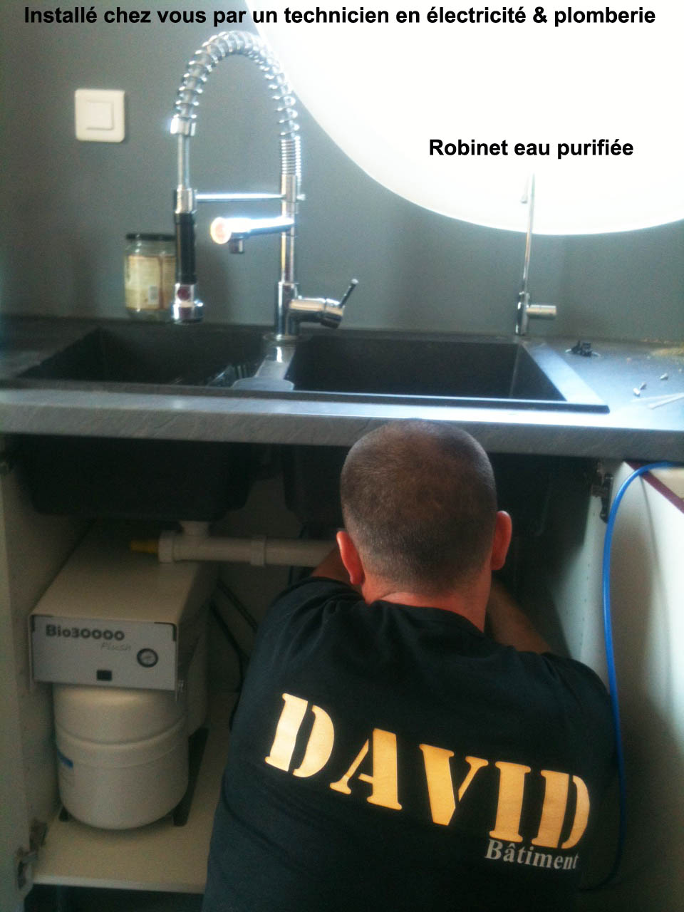 Installation à domicile de l'osmoseur sans rejet BIO30000