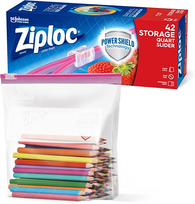 42 bolsas Ziploc Easy Zipper para almacenamiento higiénico - tecnología Power Shield
