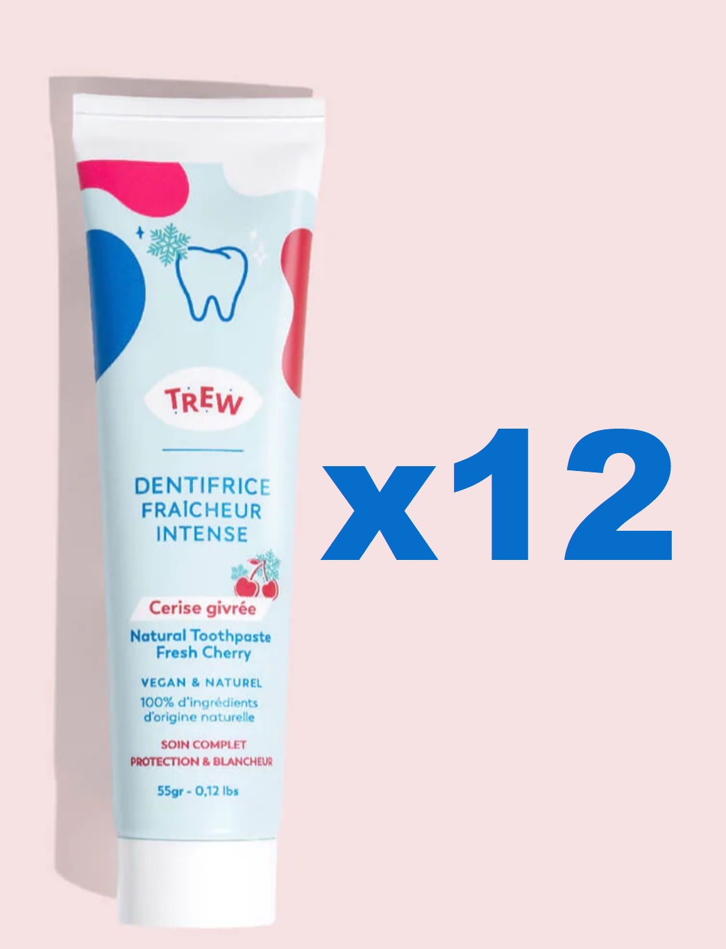12 x dentífricos de dientes natural TREW - con prebióticos. ¡Formulado con la mejor alternativa al flúor!