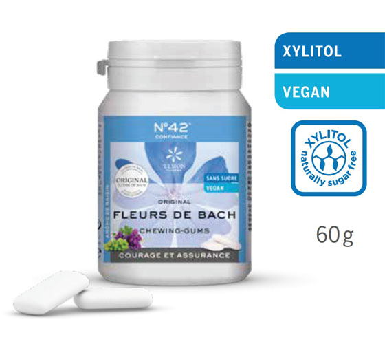 Goma de Chewing gum fleurs du dr bach courage et assurance N42 mascar de xilitol - Confianza en sí mismo