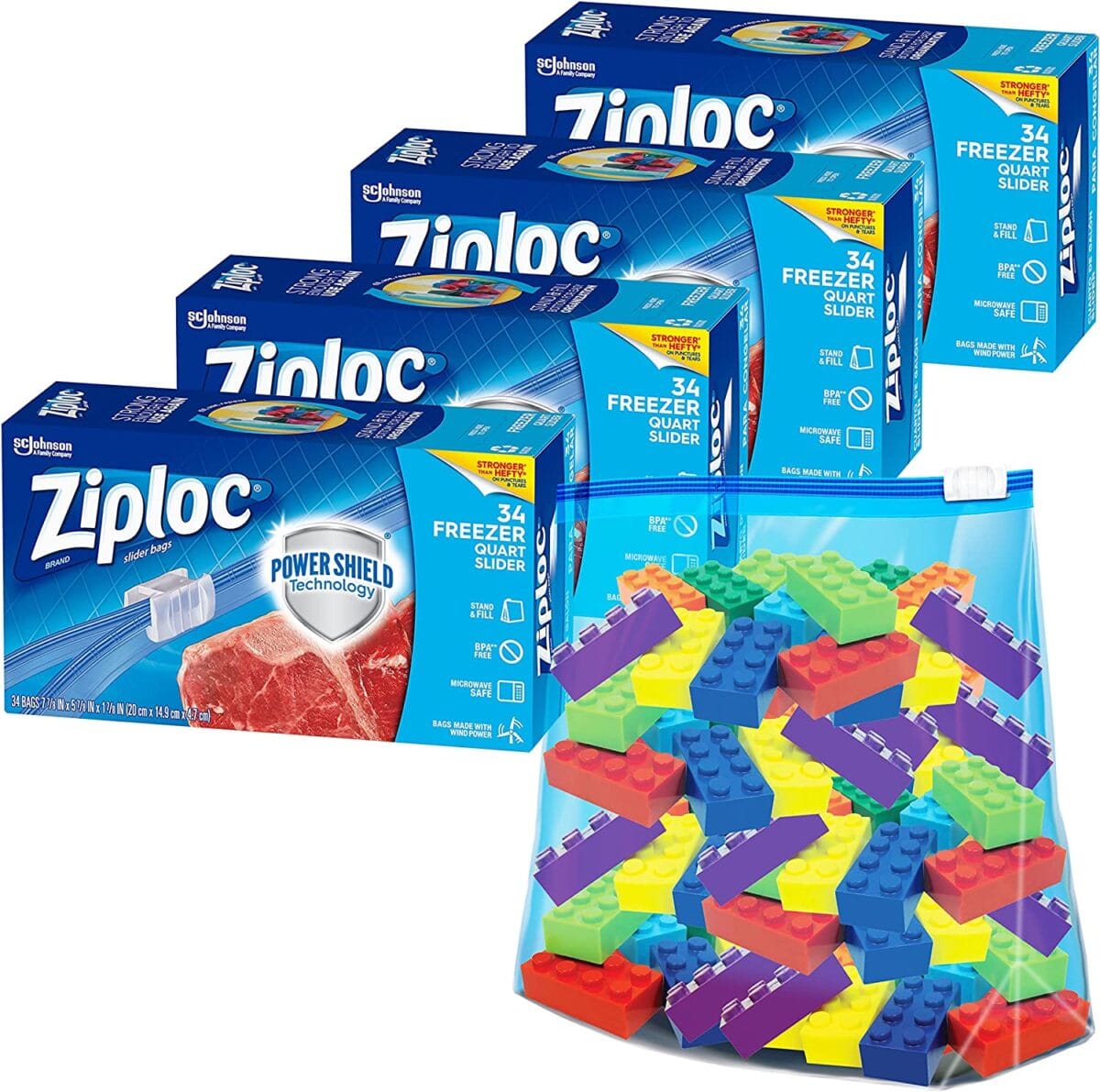 Bolsa de plástico Ziploc x136, cubierta protectora, Power Shield, bolsa de plástico, cierre deslizante