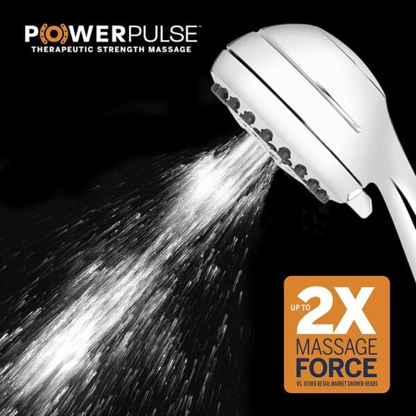 Waterpik XRO-763E PowerPulse 1.8 GPM Cabezal de ducha de mano con masaje, cromado - Imagen 5