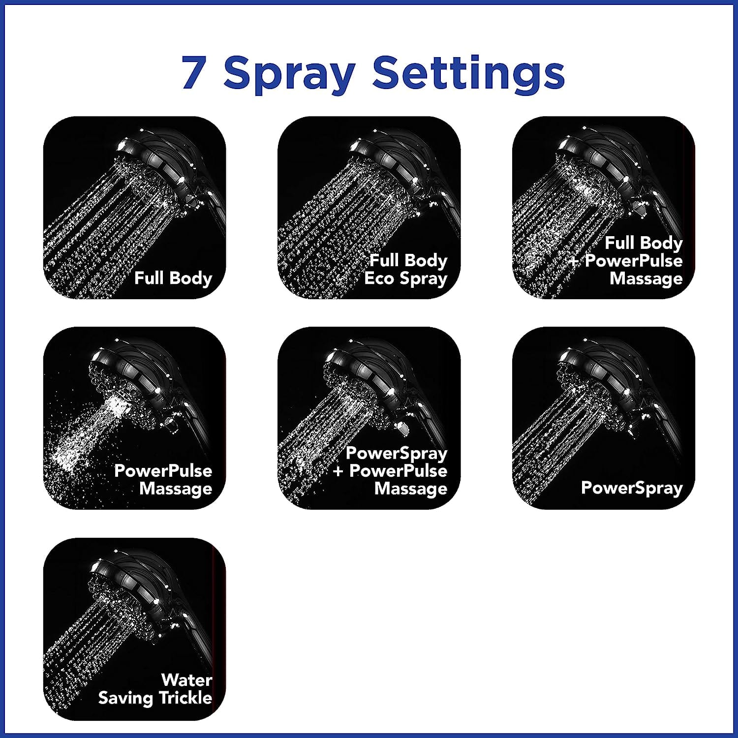 766_waterpik_pommeau_douche_xro763e_7_spray_settings_powerpulse_therapeutique_massage Waterpik XRO-763E PowerPulse 1.8 GPM Cabezal de ducha de mano con masaje, cromado - Imagen 6
