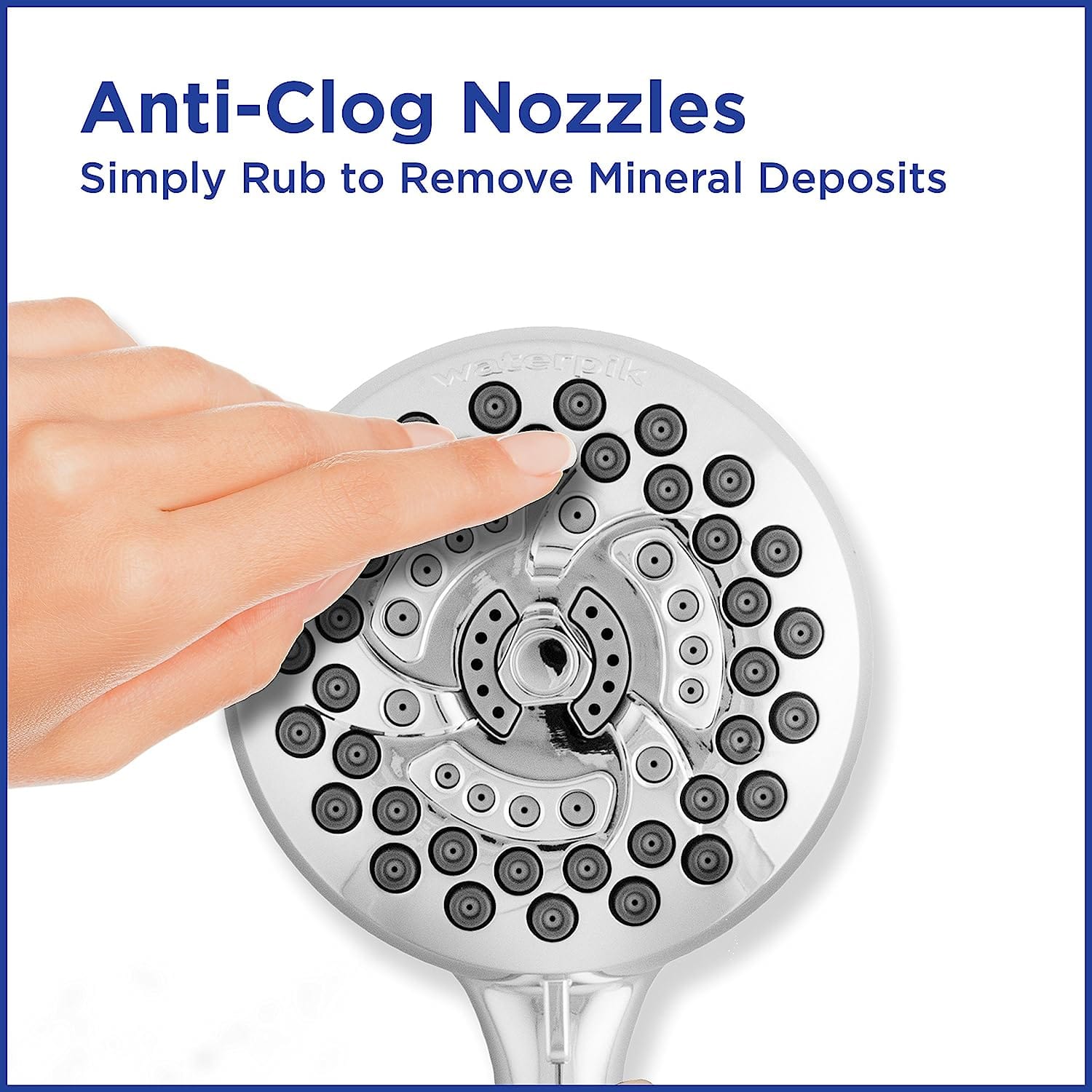 770_waterpik_pommeau_douche_xro763e_chrome_anti_clog_nozzles_anti_tarte Waterpik XRO-763E PowerPulse 1.8 GPM Cabezal de ducha de mano con masaje, cromado - Imagen 4