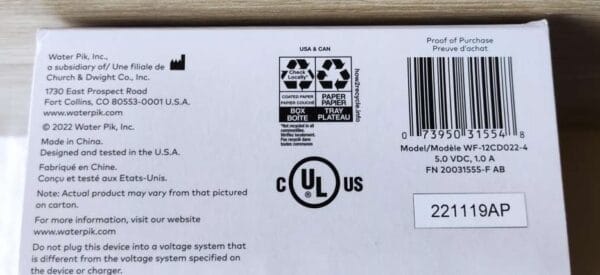 Irrigador bucal portátil Waterpik ION Professional WF12, para viajes y hogar (PRETA) - Imagen 8