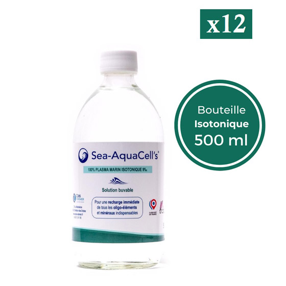 12 botellas de agua de mar isotónica de Sea-AquaCell. Plasma Marino ODEMER-CSBS 500ML
