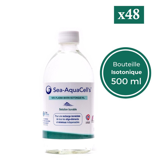 48 botellas de agua de mar isotónica de Sea-AquaCell. Plasma Marino ODEMER-CSBS 500ML