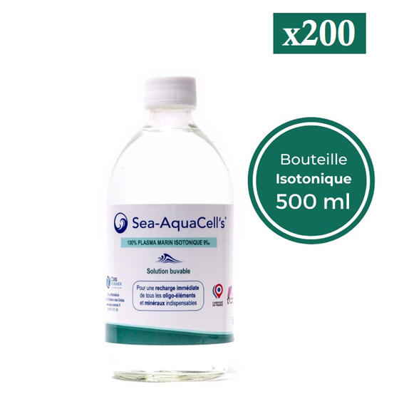 200 botellas de agua de mar isotónica de Sea-AquaCell. Plasma Marino ODEMER-CSBS 500ML